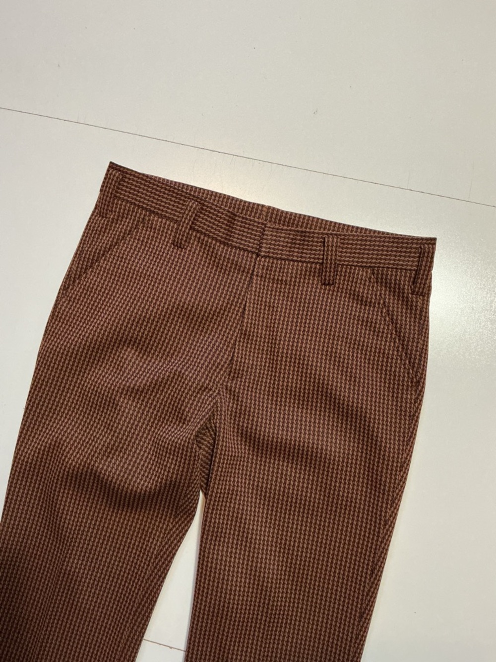 Vintage 70s Houndstooth Polyester Knit Flare Disco Atomic Leisure Dress Pants - Picture 6 of 13